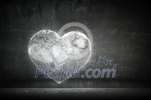 Earth planet in shape of heart. Elements of this image are furnished by NASA Earth planet in shape of heart. Elements of this image are furnished by NASA