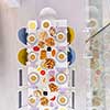 top view of beautiful decorated and served colorful food for iftar dinner on the white table during ramadan feast at home