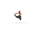 Young hip hop dancer performing over white background