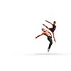 Male and female dancers acting on white background
