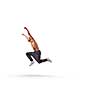 Young hip hop dancer performing over white background