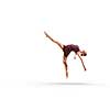 Female dancer ballerina jumping on white background