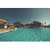 Beautiful tropical swimming pool in hotel resort for travel and vacation