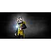 American football player with cat head in lights of sport arena. Mixed media