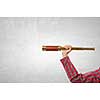 Close of woman holding in hands spyglass