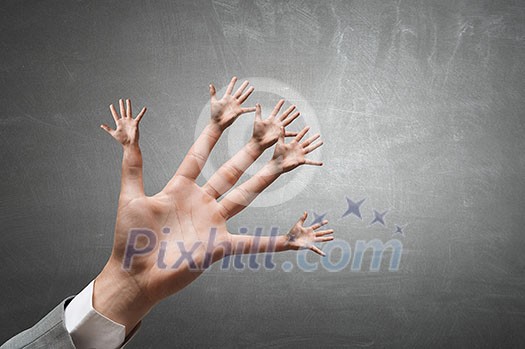 Closeup of male hand and gesture on each finger . Closeup of male hand and gesture on each finger .