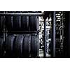 Tyres being stored in a garage - waiting for the client to have them put on his car