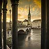 Zurich, Switzerland - view of the old town with the Limmat river