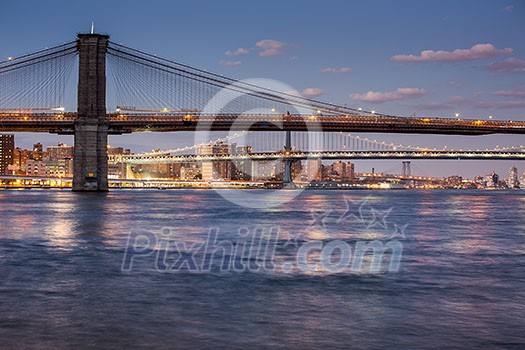 New York City NYC Manhattan Downtown with Brooklyn Bridge