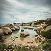 Scenic Sardinia island landscape. Italy sea ​​coast with azure clear water. Nature background