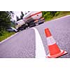 Traffic accident  Truck and Car crash accident on the beautiful nature road