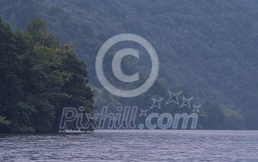 Nature conceptual image. Evening on the lake at beautiful summer nature