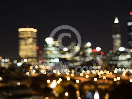 Blurred bokeh lights of night big city Blurred bokeh lights of night big city