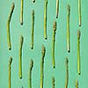 Food background with natural organic asparagus on a pastel green. Flat lay vegetables pattern. Vegan food concept.