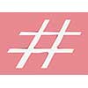 Pastel pink paper background with cut out hashtag sigh. Layout for your design.