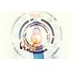 Hand of businessman pushing with finger icon on media interface