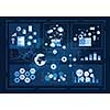 Futuristic user interface with business infographs and icons