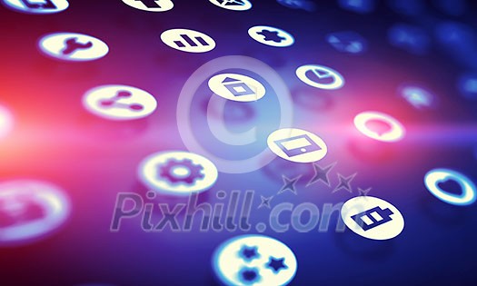 Futuristic user interface with business infographs and icons Futuristic user interface with business infographs and icons