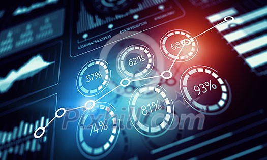 Futuristic user interface with business infographs and icons Futuristic user interface with business infographs and icons