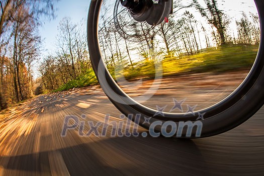Bicycle riding in a city park on a lovely autumn/fall day (motion blur is used to convey movement) Bicycle riding in a city park on a lovely autumn/fall day (motion blur is used to convey movement)