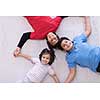 happy young boys having fun on the floor in a new modern home