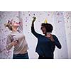 confetti party happy young people group celebrating new year eve while dancing and have fun at home