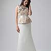Portrait of beautiful young women in wedding dress isolated on a white background