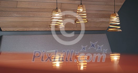 Home Interior, Modern Lamp In Apartment Home Interior, Modern Lamp In Apartment