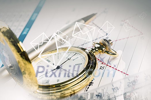 Pocket watch and business concepts on digital background Pocket watch and business concepts on digital background