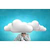Unrecognizable businesswoman with cloud instead of head