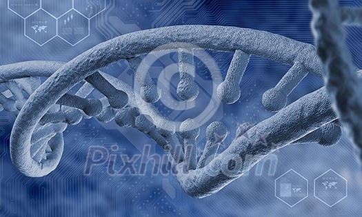 Biochemistry background concept with high tech dna molecule Biochemistry background concept with high tech dna molecule