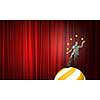 Young businessman standing on ball juggling with balls