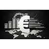 Financial background image with map graphs and euro sign