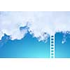 Conceptual image with ladder leading to white blank cloud