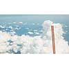 Conceptual image with ladder leading to white blank cloud