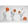 Caricature image of people of different professions on white background