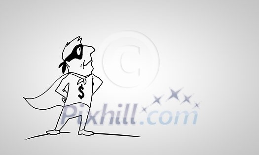Caricature of funny super man on white background Caricature of funny super man on white background