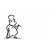 Caricature of funny businessman on white background