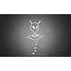 Sketch of alien flying in UFO saucer