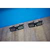 hi technology modern movie 3d glasses with blue background