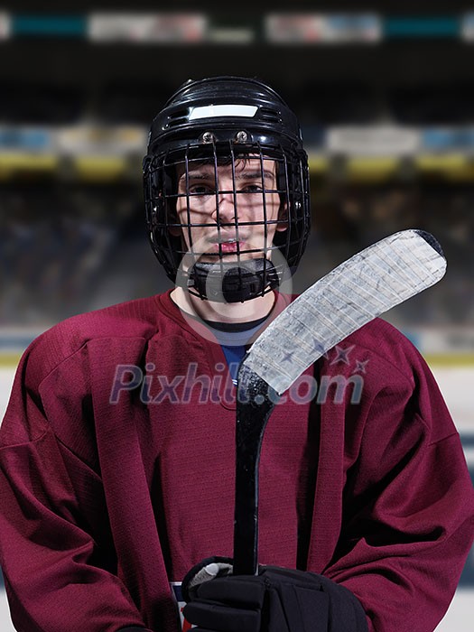young ice hockey player portrait on a match young ice hockey player portrait on a match