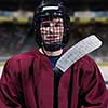 young ice hockey player portrait on a match