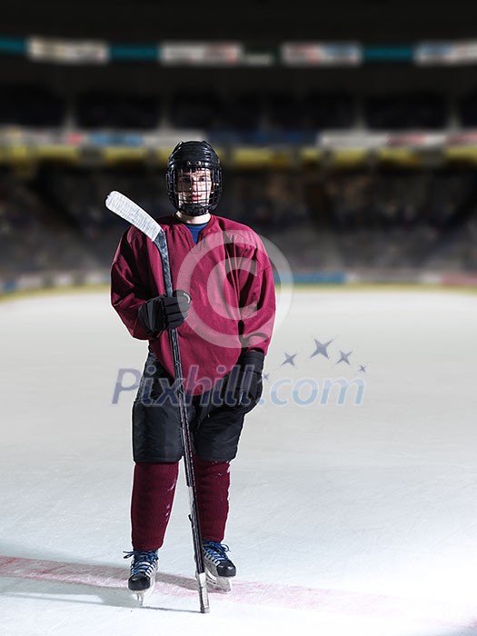 young ice hockey player portrait on a match young ice hockey player portrait on a match