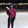 young ice hockey player portrait on a match