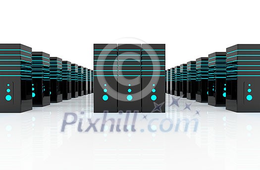 computer network server room 3d render representing internet and hosting company and data center concept computer network server room 3d render representing internet and hosting company and data center concept