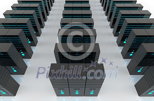 computer network server room 3d render representing internet and hosting company and data center concept computer network server room 3d render representing internet and hosting company and data center concept