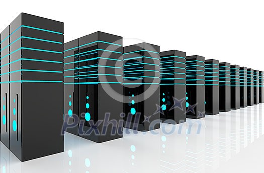 computer network server room 3d render representing internet and hosting company and data center concept computer network server room 3d render representing internet and hosting company and data center concept