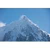French alps mountain peaks covered with fresh snow. Winter landscape nature scene on beautiful sunny winter day.