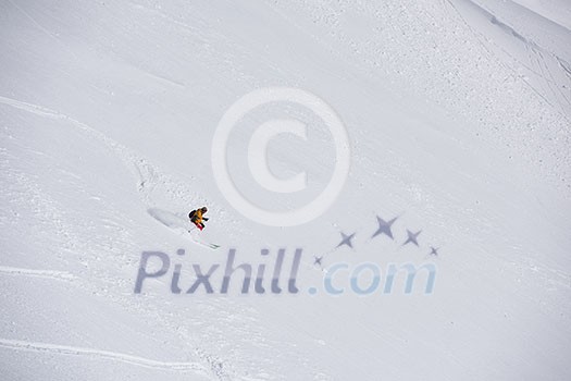extreme freeride skier skiing on fresh powder snow in downhill at winter mountains extreme freeride skier skiing on fresh powder snow in downhill at winter mountains