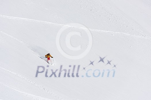 extreme freeride skier skiing on fresh powder snow in downhill at winter mountains extreme freeride skier skiing on fresh powder snow in downhill at winter mountains